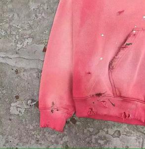 Sudadera con capucha de invierno de algodón 100% con cremallera, estilo boxy, con pedrería y efecto desgastado, bordado personalizado, estilo streetwear casual, de moda - Product Image 4