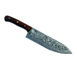 Cuchillo de Chef de cocina de acero de Damasco hecho a mano personalizado de la mejor calidad, cuchillos japoneses con mango de madera con cubierta de cuero - Product Image 1