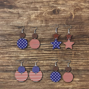 ต่างหูทรงหยดน้ำทำจากไม้เรซิ่นสำหรับผู้หญิงต่างหูรูปทรงเรขาคณิตไม่เสื่อมเสีย - Product Image 1