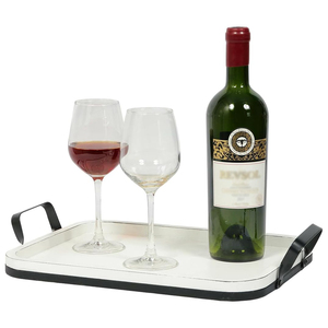 Bandeja de madera blanca de gran venta, bandeja Rectangular de madera maciza para servir y decorar con asas de Metal para bares, restaurantes y uso doméstico - Product Image 5
