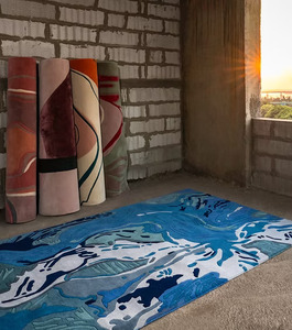 Modern Abstract Area <b>Rug</b> Rectangle Wool Tencel <b>Hand</b> <b>Tufted</b> High Pile Thick Latex Backing Anti-Shed Anti-Stain Bedroom Use - Product Image 4