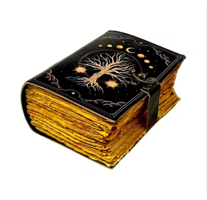 สมุดบันทึกหนังวินเทจพิมพ์ลาย UV สมุดวาดเขียนลายต้นไม้แห่งชีวิตวิบวับ พร้อมกระดาษขอบหยักแบบโบราณ สมุดบันทึกส่วนตัวเย็บด้วยด้าย - Product Image 1