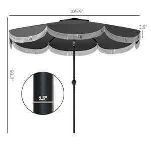 Ombrellone da Spiaggia 2,7m Grigio Antracite, Ombrellone da Giardino 8,8FT con 8 Stecche, Protezione UPF 30+, Inclinazione a Pulsante - Product Image 2