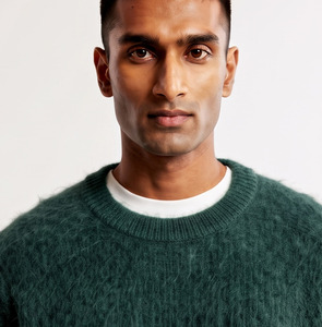Pull en mohair pour homme, 100% laine acrylique, col rond, pull uni pour l'hiver, anti-boulochage, manches longues, pull pour homme - Product Image 5