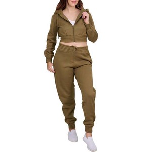 Conjunto Deportivo con Capucha para Mujer, Color Verde Oliva, Sudadera con Cremallera de Manga Larga y Bolsillos Laterales, Ropa Casual de Otoño - Product Image 4