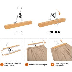 Confezione da 20 Appendiabiti in Legno Naturale per Pantaloni e Gonne, Organizzatore per Armadio - Product Image 2