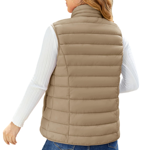Premium Quality Breathable Solid Canvas <b>Knitted</b> Puffer Vest <b>Women's</b> Lightweight Sleeveless Bubble <b>Waistcoat</b> Custom Logo Cropped - Product Image 3