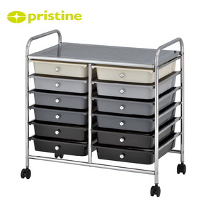 <b>Storage</b> <b>Drawer</b> Cart with 12 Plastic <b>Drawers</b> Metal Frame Rolling Organizer for <b>Office</b> Home Use Minimalist Design - Product Image 5