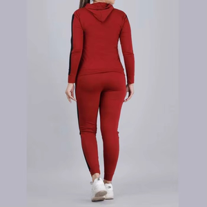 Conjunto Deportivo para Mujer Color Crema con Capucha, Manga Larga, Diseño Sólido, Sudadera Holgada Informal y Pantalones con Bolsillos Laterales - Product Image 5