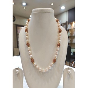 Stunning Premium Quality Freshwater Pearl <b>Long</b> Mala Pearls Gold Plated Trendy AA Grade 1 Row <b>Necklace</b> Earring Set Women Girls - Product Image 1
