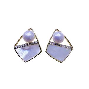 Pendientes de Perlas de Agua Dulce de 5-6 mm, Estilo Ins, Moda Simple, Geometría de Fritillaria Blanca, Elegantes Pendientes de Perlas de 5-6 mm para Mujer, Zhuji - Product Image 5