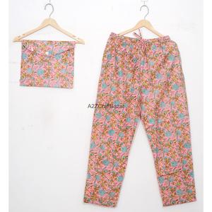 Ensemble de vêtements de nuit pour femmes en coton 100% pur, nouveau design, luxueux, ensembles de pyjamas doux, manches longues, motif floral, taille élastique, respirant - Product Image 3