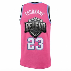 Camiseta de Baloncesto Personalizada Relevo, Rosa, Malla sin Mangas, Transpirable, de Secado Rápido, Poliéster, Unisex, para Adultos, Todas las Temporadas, Ropa de Equipo, Cuello en V - Product Image 3