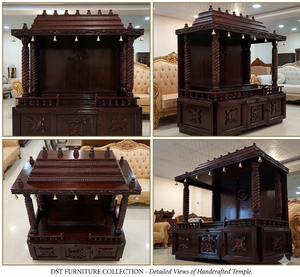 Templo de Madera de Diseño con Campanas Gopuram, Templo de Madera de Nogal con Acabado Brillante y Campanas para el Hogar, Templo de Gran Tamaño con Acabado de Nogal, Reino Unido - Product Image 6