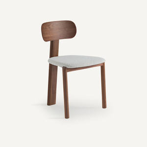 Elegante y Duradera Silla de Comedor de Madera de Nogal de Mediados de Siglo, Madera Maciza con Tapicería de Tela Premium, Muebles para el Hogar - Product Image 1