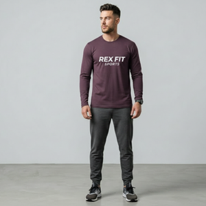 T-shirt à manches longues en coton de haute qualité, col rond, coupe ample, couleur unie, pour homme, automne et hiver. - Product Image 1