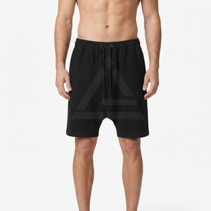 Pantalones Cortos Casuales de Hombre con Entrepierna Caída, Ajuste Holgado Oversize, Pierna Ancha, Cintura con Cordón, Mezcla de Algodón, Estilo Urbano Moderno - Product Image 3