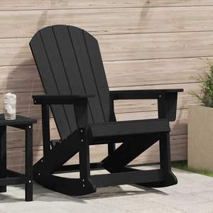 Fauteuil à bascule Adirondack 73,5 x 92 x 90 cm en HDPE noir, chaise de jardin - Product Image 1