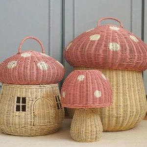 Panier de rangement pour jouets en rotin décoratif avec couvercle, pour chambre d'enfant, crèche, panier de rangement mignon pour la maison, OEM ODM - Product Image 3