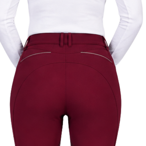 Leggings d'équitation pour femmes rouges, taille haute, extensibles, avec grip intégral en silicone, pour la compétition et l'entraînement - Product Image 5