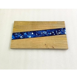 Planche à découper en bois d'acacia avec poignée, bordure en résine écologique élégante, planche à charcuterie avec couteau en métal pour la cuisine - Product Image 6