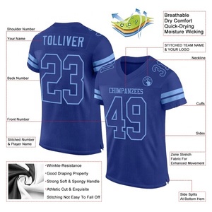 Maillot d'entraînement de football américain unisexe 100% polyester de haute qualité respirant à séchage rapide imprimé à manches courtes pour adultes - Product Image 2