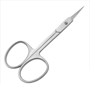 Ciseaux à cuticules professionnels en acier inoxydable, pointe en forme de flèche, lames courbées et affûtées, finition satinée, pour droitiers, durables, de précision, pour bébés - Product Image 1