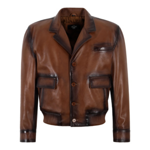 Chaqueta Bomber de Cuero Encerado Vintage para Hombre, Piel de Cordero Genuina, Forro Acolchado, Estilo Piloto Clásico, Invierno, OEM, ODM, Personalizable - Product Image 1