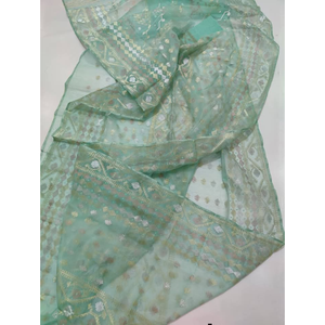 Sari Jamdani traditionnel en coton du Bangladesh pour femme, coupe classique, infroissable, anti-humidité, séchage rapide, protection solaire, idéal pour les fêtes - Product Image 5