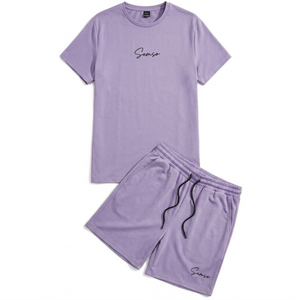 Factory Custom Men 2 Piece Shorts <b>Set</b> 100% Cotton <b>Knitted</b> Quick Dry Casual Summer Outfit with Custom Logo - Product Image 3