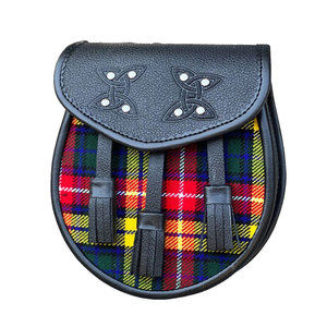 Kilt Sporran Negro Semi-Formal con Correa de Cadena - Kilt Buchanan Tartan Sporran Hecho a Mano Personalizado - Product Image 3