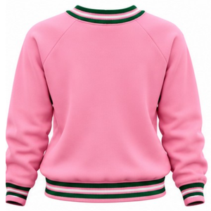 Sudadera Rosa con Diseño de Corazón de Hermandad para Mujer, Cuello Redondo Informal, Tejido de Punto, Manga Larga, Gráfico Personalizado, Moda Femenina - Product Image 2
