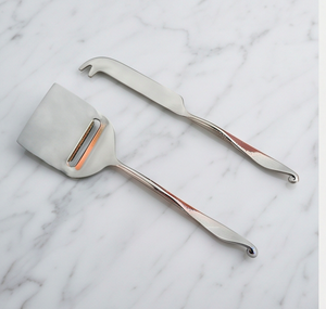 Juego de cuchillos para queso de acero inoxidable con acabado brillante Silver Touch, espátula y tabla para queso, utensilios de cocina - Product Image 1