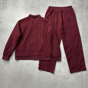Men's Casual Two-Piece Tracksuit Autumn Solid Pattern <b>Zipper</b> <b>Jacket</b> with Wide-Leg Pants Breathable Design - Product Image 3