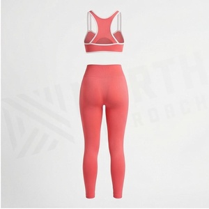 Conjunto de Yoga de 2 Piezas North Approach, Largo, Color Coral Sólido, Ropa Deportiva sin Costuras, Ropa Deportiva para Mujer - Product Image 2