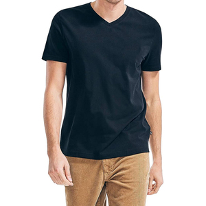 Men V <b>Neck</b> <b>T</b>-<b>Shirt</b> Solid Anti-wrinkle Quick Dry Eco-Friendly Breathable 100% Cotton Short Sleeve Custom Color Custom Logo <b>High</b> - Product Image 2