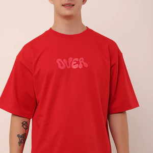 Mens <b>Red</b> <b>Oversized</b> Short Sleeve Cotton T <b>Shirt</b> O Neck Casual Jersey Tee Front Letter Print Street Style Everyday Wear mens <b>red</b> - Product Image 2