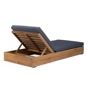 Chaise longue de luxe en teck massif pour l'extérieur avec dossier réglable – Lit de repos pour terrasse au bord de la piscine avec coussin pour hôtel, complexe hôtelier, villa - Product Image 6