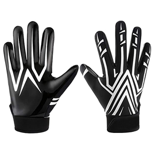 Guantes de fútbol americano de cuero blanco para exteriores, guantes deportivos de dedo completo, antideslizantes, transpirables, con cierre de gancho y bucle, unisex - Product Image 2