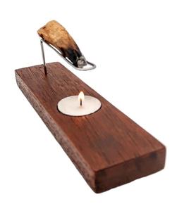 Brûleur rectangulaire en bois de palo santo avec clip métallique et support pour bougie chauffe-plat, porte-bâtonnets d'encens rustique, support d'aromathérapie - Product Image 1
