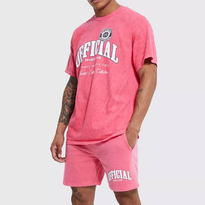Conjunto de Verano de 2 Piezas para Hombre de Alta Calidad, Camisetas de Manga Corta con Tela Personalizada, Transpirables, Casuales, de Color Sólido - Product Image 1