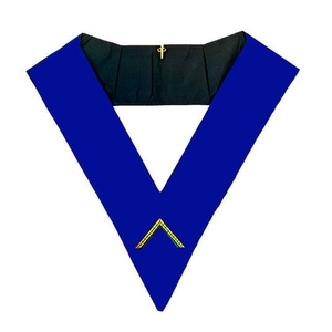 Collar de la Francmasonería Worshipful Master Blue Lodge, terciopelo azul real con ribete plateado, soporte para joyas bordado a mano y cierre de gancho ajustable - Product Image 1