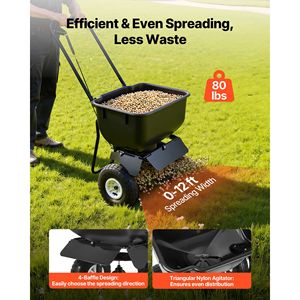 Nuovo Spargitore per Prato a Spinta con Larghezza di Spargimento di 3,6 m, Capacità di Carico di 36 kg, Spargitore a Rilascio Continuo con Pneumatici All-Terrain da 25 cm per Uso Agricolo - Product Image 2