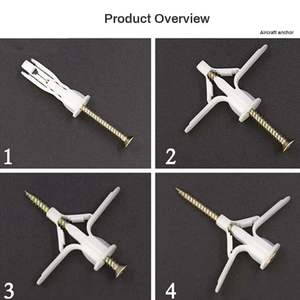 Tornillos autorroscantes, Anclaje de plástico, Tuerca de mariposa de nailon, Anclaje de pared, Anclaje de mariposa con alas de nailon, Anclaje de plástico para paneles de yeso - Product Image 2