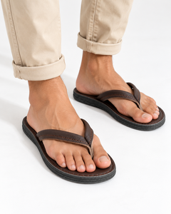 Sandales tongs en cuir marron unisexe de qualité supérieure, légères, confortables, décontractées, pour l'été, la plage, semelle en caoutchouc, vente en gros OEM - Product Image 6