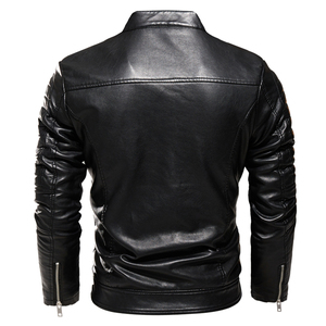 Chaqueta de invierno personalizada de alta calidad, gruesa, de cuero genuino, con plumón, talla grande para hombre, con cuello alto, cálida, de piel de vaca y oveja. - Product Image 3