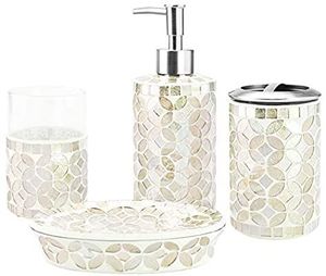 Encantador juego de baño de nácar, accesorios de tocador clásicos hechos a mano, decorativos de estilo antiguo. - Product Image 1