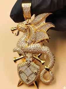 Colgante de Dragón Citrino Estilo Hip Hop, Plata 925, con Incrustaciones de Diamantes, Collar del Zodiaco para Regalo, Colgante Personalizado con Moissanita VVS - Product Image 2