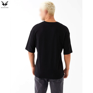 T-shirts pour hommes en coton 100% uni, col rond, respirants, couleur verte et noire, best-seller, vêtements pour hommes - Product Image 2