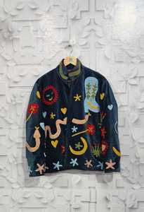 Gabardina de terciopelo vintage bordada a mano con motivos celestiales y occidentales, con forro de poliéster, ideal para el verano. - Product Image 2